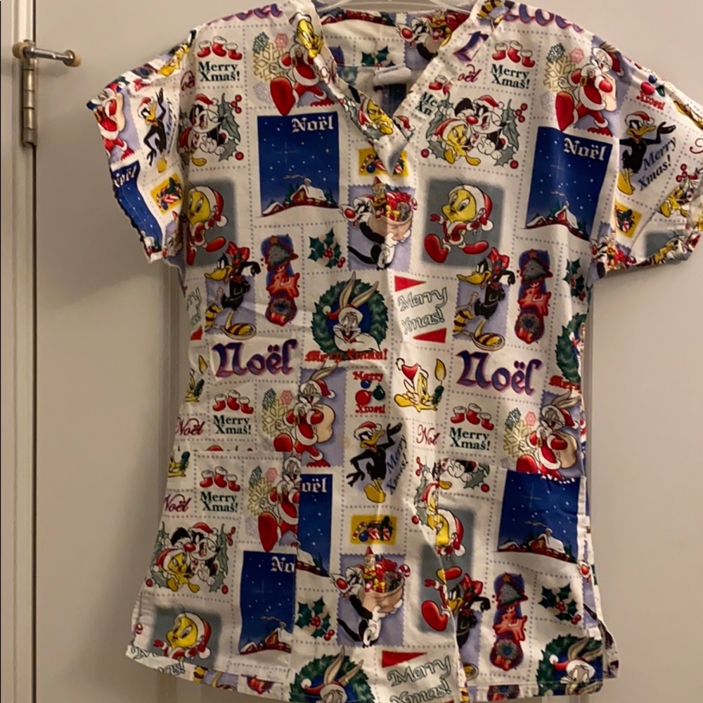 Looney Toons Christmas Scrub Top